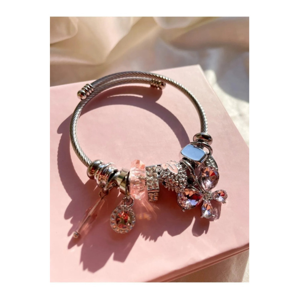 Snartun Jeweller Pembe Kelebek Charmlı Çelik Bilezik Fiyatı