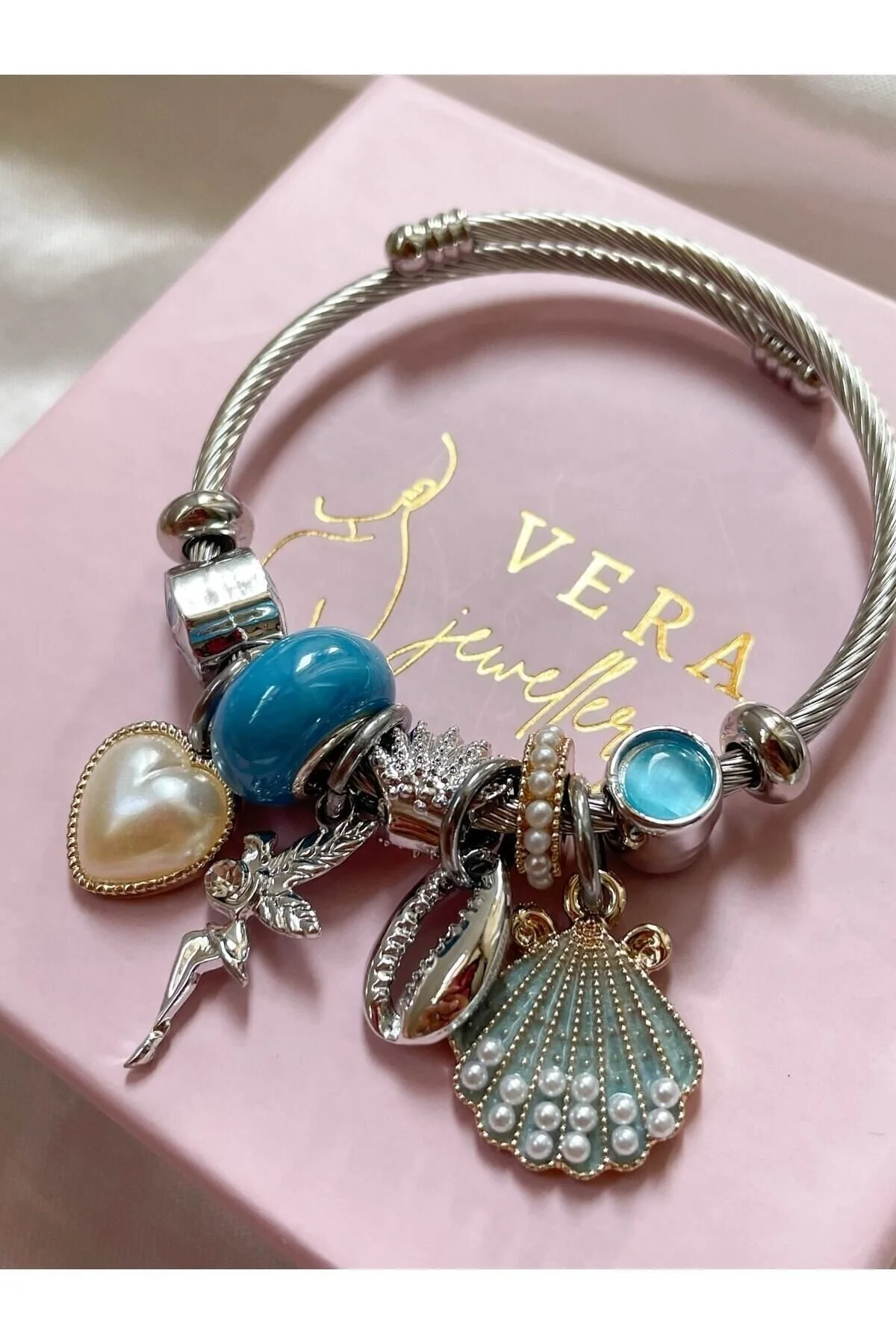 Snartun Vera Jewellery Deniz Kabuğu Charmlı Çelik" Çelik Bilezik Fiyatı