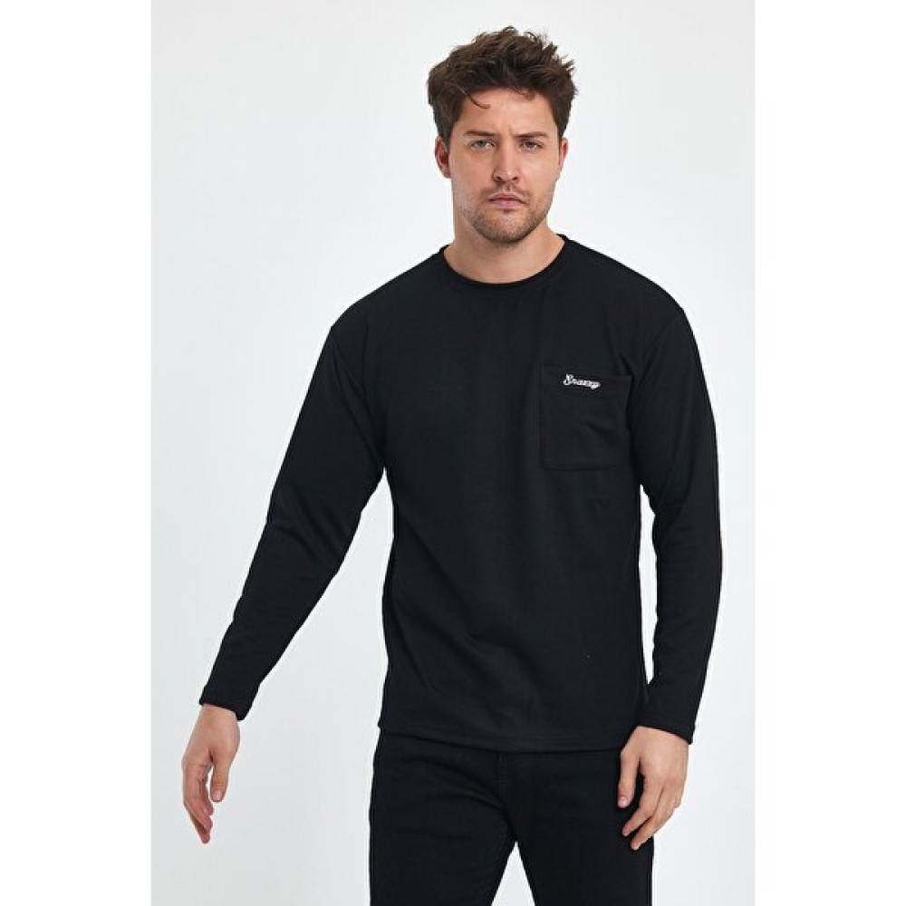 Snazzy Cepte Nakış Basic Sweatshirt Erkek Sweatshirt Fiyatı
