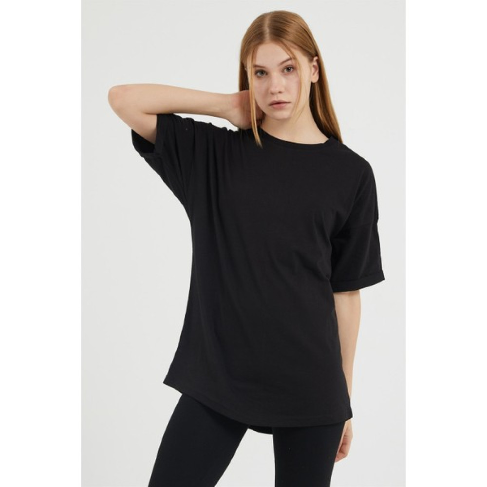 Snazzy Siyah Oversize Basic T-Shirt Bayan T-shirt Fiyatı