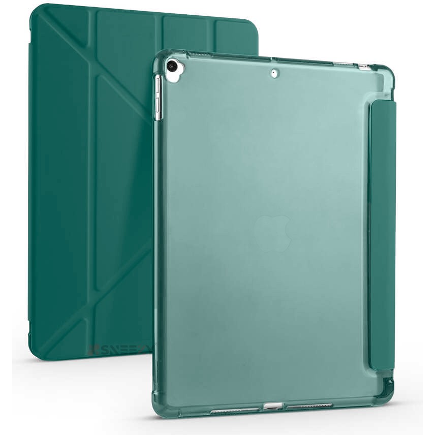 Sneezy Apple iPad 8.nesil 10.2 Inç 2020 Uyumlu Üçgen Katlanabilir Kalemlikli Standlı Akıllı Kılıf - Haki Tablet Kılıfı Fiyatı