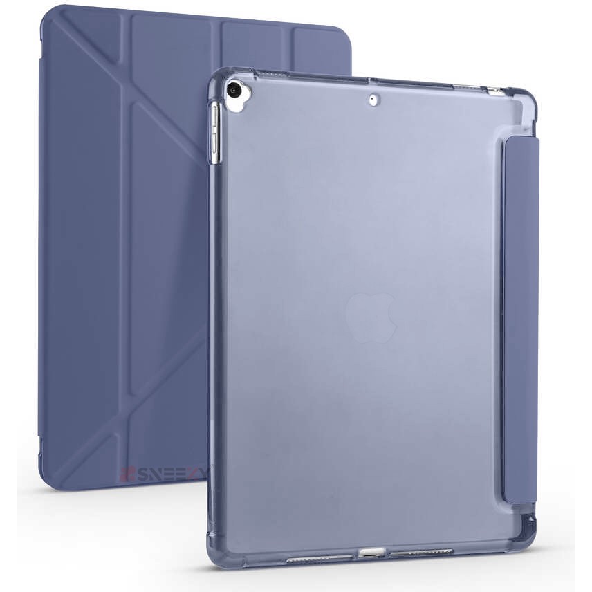 Sneezy Apple iPad 8.nesil 10.2 Inç 2020 Uyumlu Üçgen Katlanabilir Kalemlikli Standlı Akıllı Kılıf - Lavanta Tablet Kılıfı Fiyatı