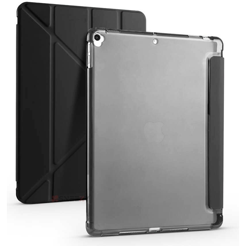 Sneezy Apple iPad 8.nesil 10.2 Inç 2020 Uyumlu Üçgen Katlanabilir Kalemlikli Standlı Akıllı Kılıf - Siyah Tablet Kılıfı Fiyatı