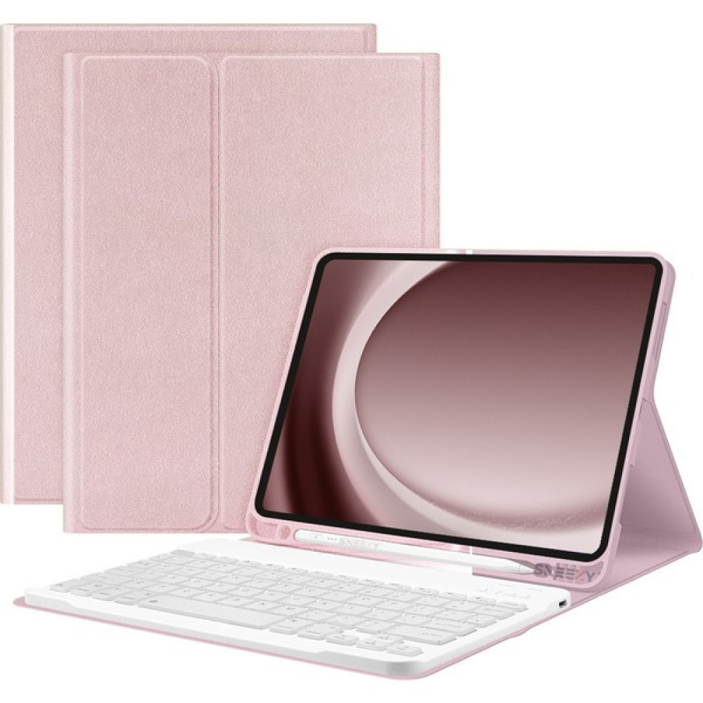 Sneezy Apple iPad 9.nesil 10.2 Inç 2021 Uyumlu Styletech Bluetooth Klavyeli Çok Yönlü Kılıf - Rose Gold Tablet Kılıfı Fiyatı