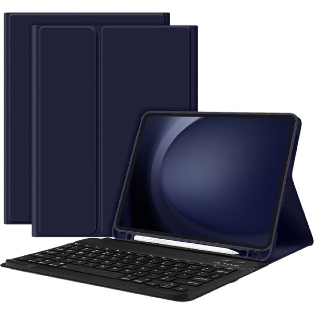 Sneezy Apple iPad Air 5.nesil 10.9 Inç 2022 Uyumlu Styletech Bluetooth Klavyeli Çok Yönlü Kılıf - Lacivert Tablet Kılıfı Fiyatı