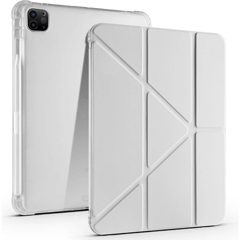 Sneezy Apple iPad Pro 11 Inç 4.nesil M2 2022 Uyumlu Kılıf Üçgen Katlanabilir Kalem Şarj Bölmeli Kılıf - Gri Tablet Kılıfı Fiyatı