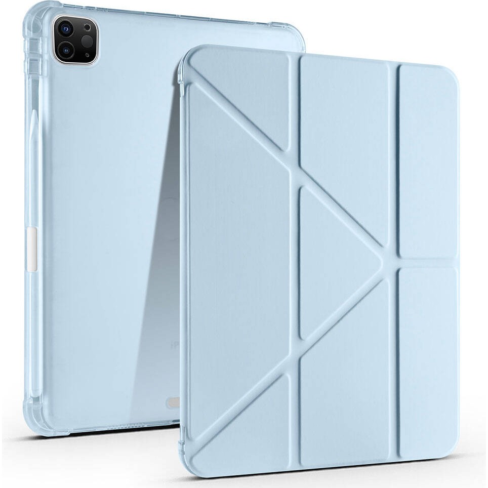 Sneezy Apple iPad Pro 11 Inç 4.nesil M2 2022 Uyumlu Kılıf Üçgen Katlanabilir Kalem Şarj Bölmeli Kılıf - Mavi Tablet Kılıfı Fiyatı