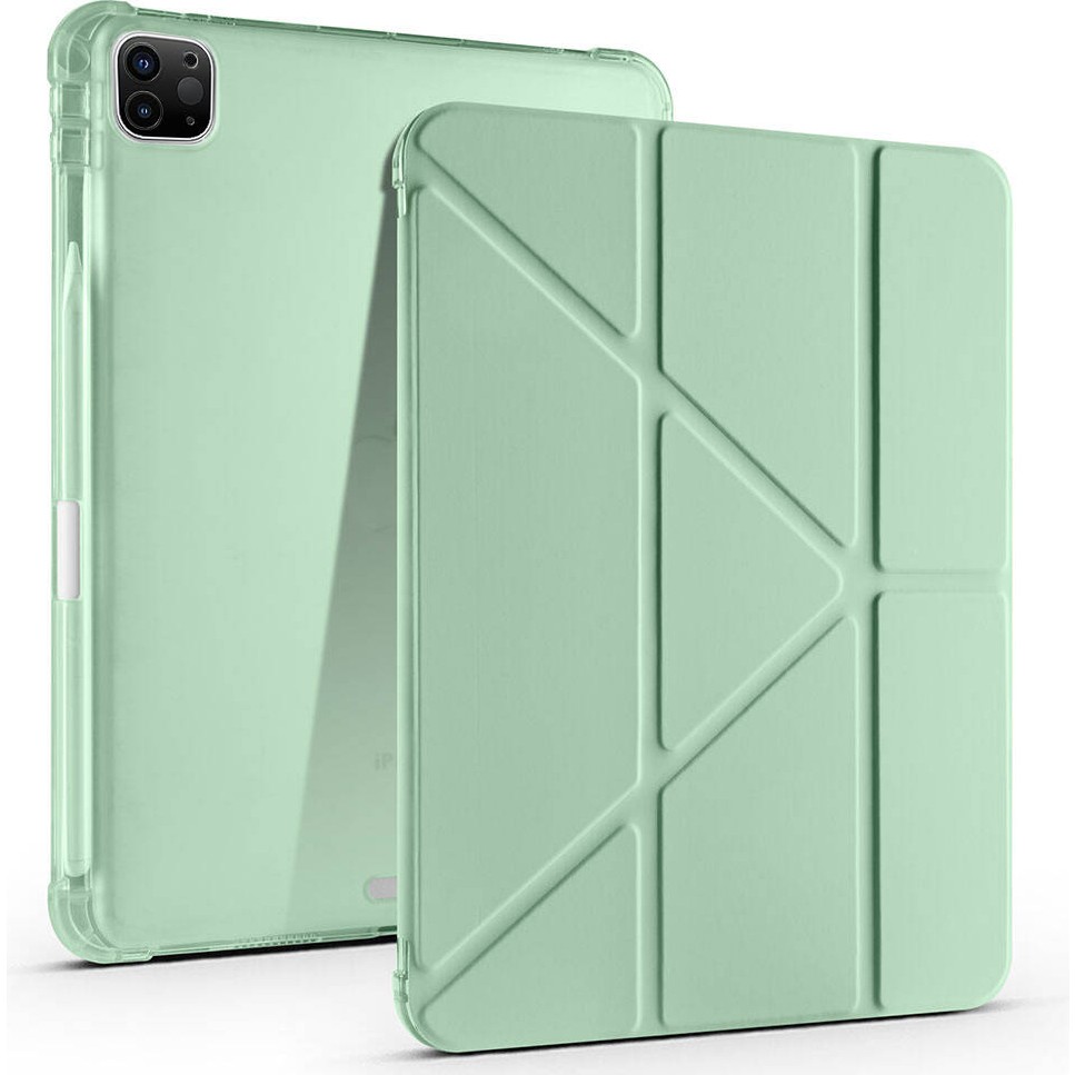 Sneezy Apple iPad Pro 11 Inç 4.nesil M2 2022 Uyumlu Kılıf Üçgen Katlanabilir Kalem Şarj Bölmeli Kılıf - Yeşil Tablet Kılıfı Fiyatı