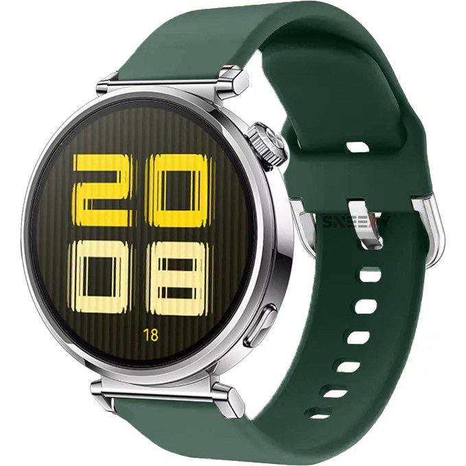 Sneezy Huawei Watch Gt5 41MM Ile Uyumlu Yumuşak Purelux Soft Tokalı Silikon Kordon - Koyu Yeşil Cep Telefonu Kılıfı Fiyatı