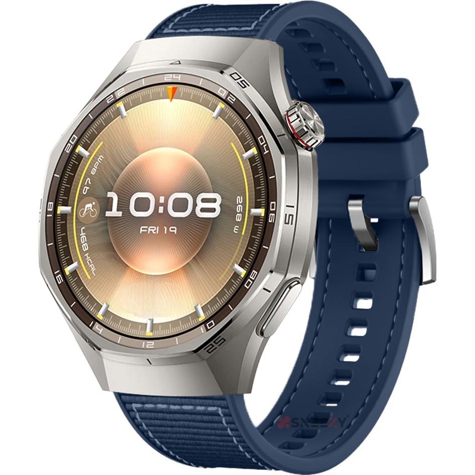 Sneezy Huawei Watch Gt6 Pro 46MM Ile Uyumlu Metal Tokalı Dikiş Desenli Dokuma Silikon Kordon - Lacivert Cep Telefonu Kılıfı Fiyatı