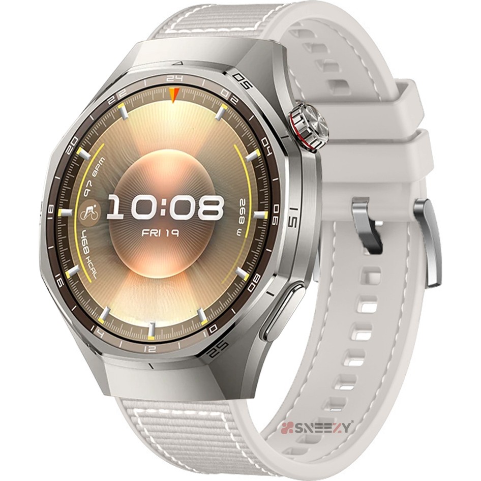 Sneezy Huawei Watch Gt6 Pro 46MM Ile Uyumlu Metal Tokalı Dikiş Desenli Dokuma Silikon Kordon - Starlight Cep Telefonu Kılıfı Fiyatı
