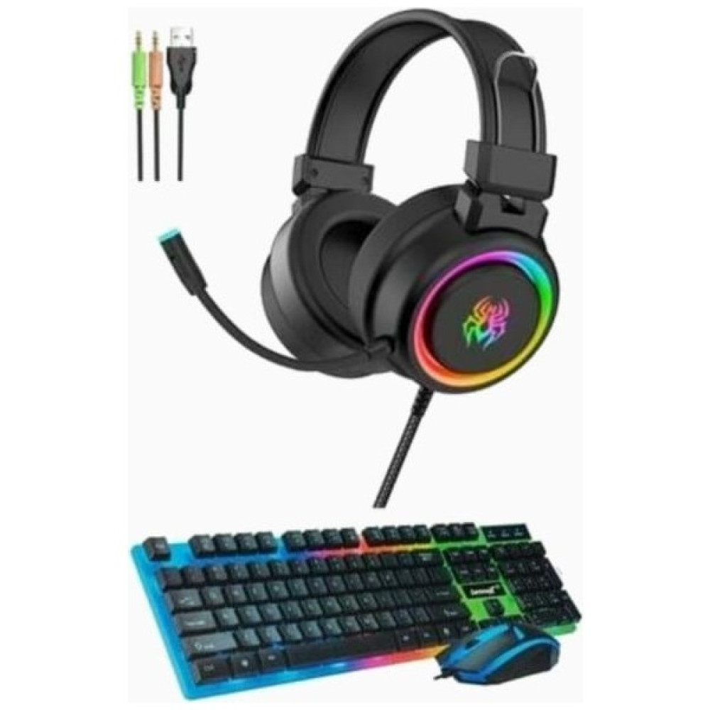 Snexpres Yoro V5 Işıklı Oyuncu Kulaklığı + Gamer Klavye + Gamer Mouse Seti V5 Klavye Mouse Seti Klavye - Mouse Fiyatı