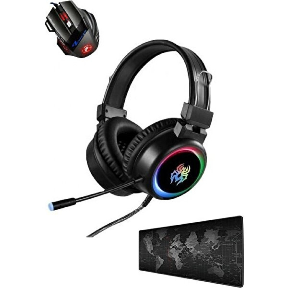 Snexpres Yoro V5 Işıklı Ps4-Xbox One-Pc Oyuncu Kulaklığı Oyuncu Mouse Dünya Desenli 90*40 Mouse Pad Klavye - Mouse Fiyatı