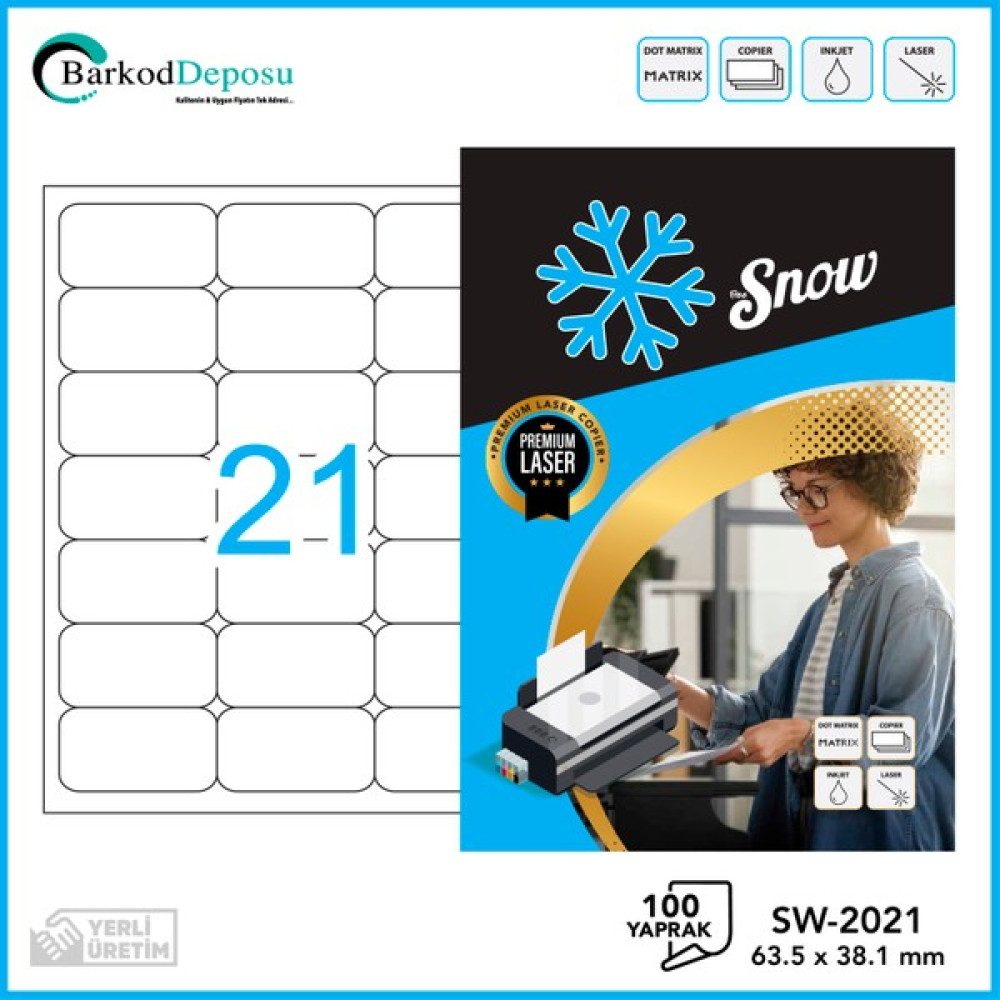 Snow A4 SW-2021 Lazer Etiket 63.5X38.1mm Etiket Makinesi Fiyatı
