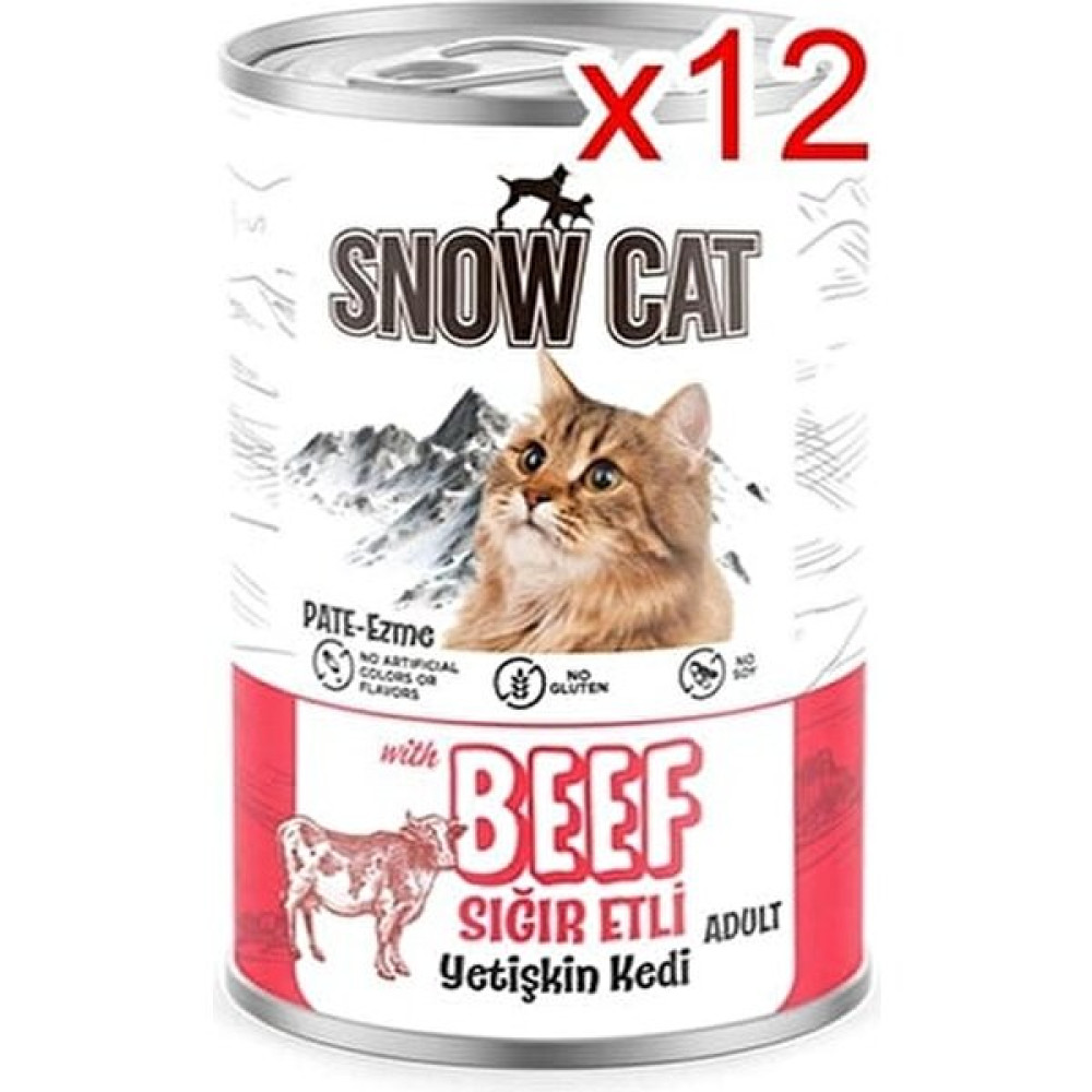Snow Cat Sığır Etli Kedi Konserve 400GR-12 Adet Evcil Hayvan Ürünleri Fiyatı