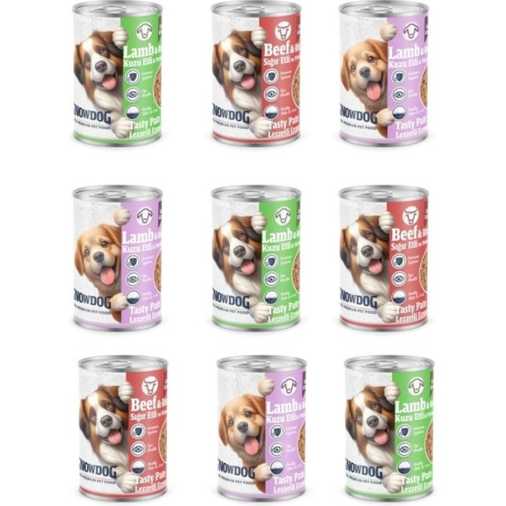 Snow Dog Premium Kıyılmış Karışık Köpek Konservesi 12 ADET*400 G Evcil Hayvan Ürünleri Fiyatı