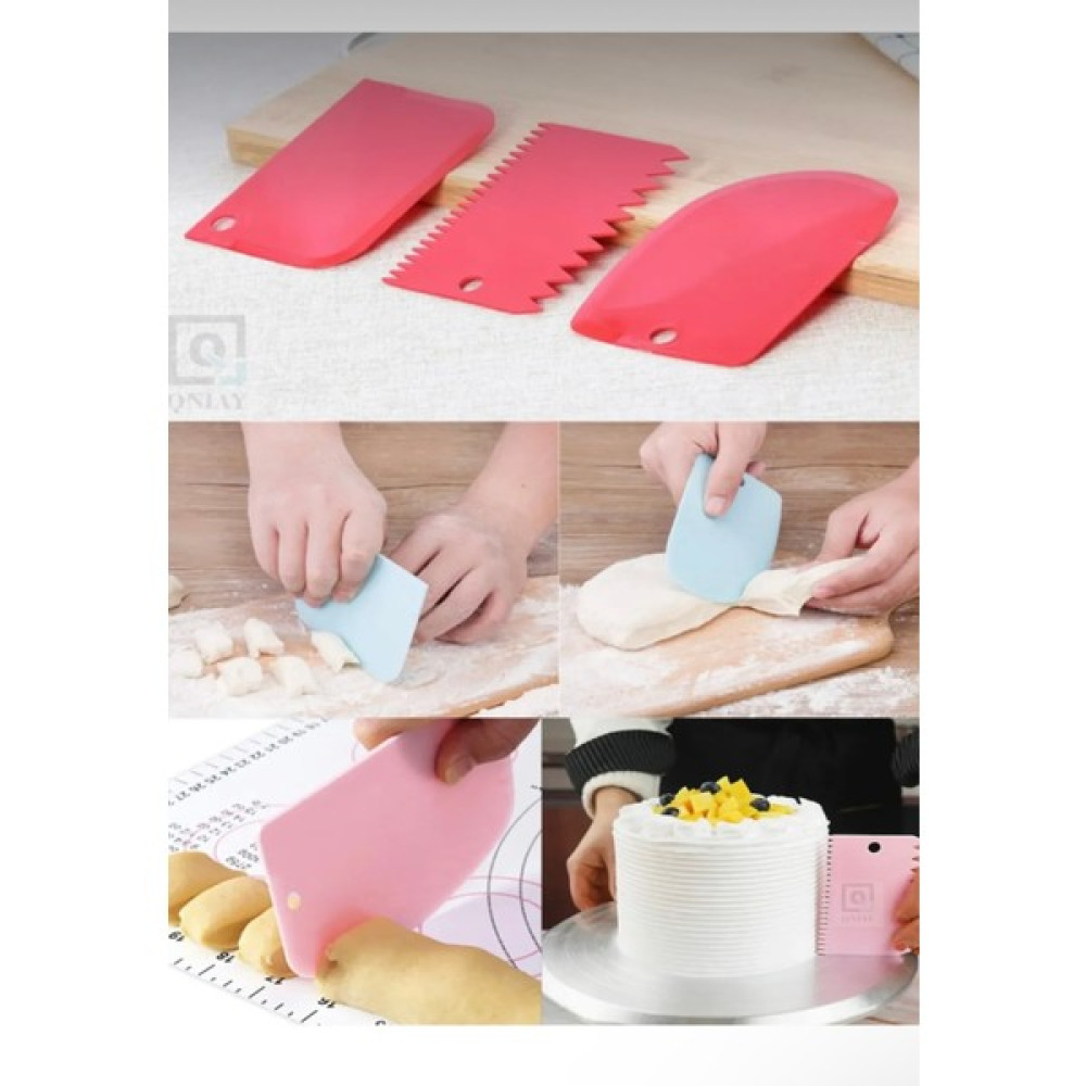 Snow Homs 3lü Set Hamur Kesme ve Kazıma Aparatı Hamur Pasta Börek Kek Çörek Şekillendirici Kesici Kazıyıcı Set - 3' lü Mutfak Gereçleri Fiyatı