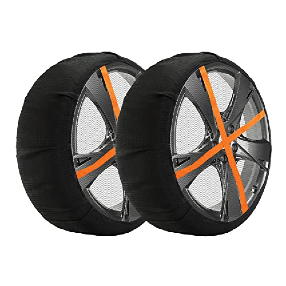 Snow Socks for Tires, Auto Socks for Car Tires,Automotive Snow Socks,Great Alternative to Snow Chains for Cars, Snowy Road Car Textile Winter Emergency Kit (2 Packs) - Size L