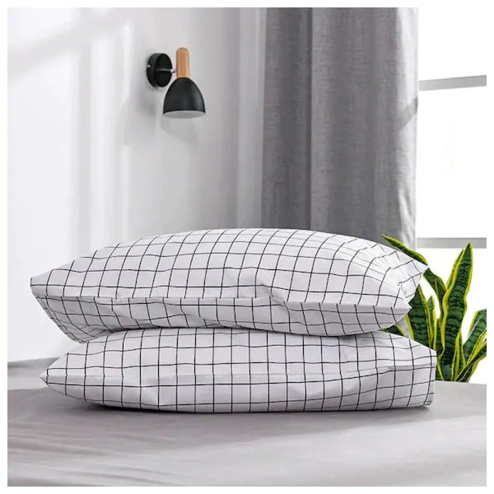 Snr Home Collection 2'li Beyaz Kareli Desenli Pamuklu 50 x 70 Kapaklı Yastık Kılıfı - 50 x 70 cm Yastık Kılıfı Fiyatı
