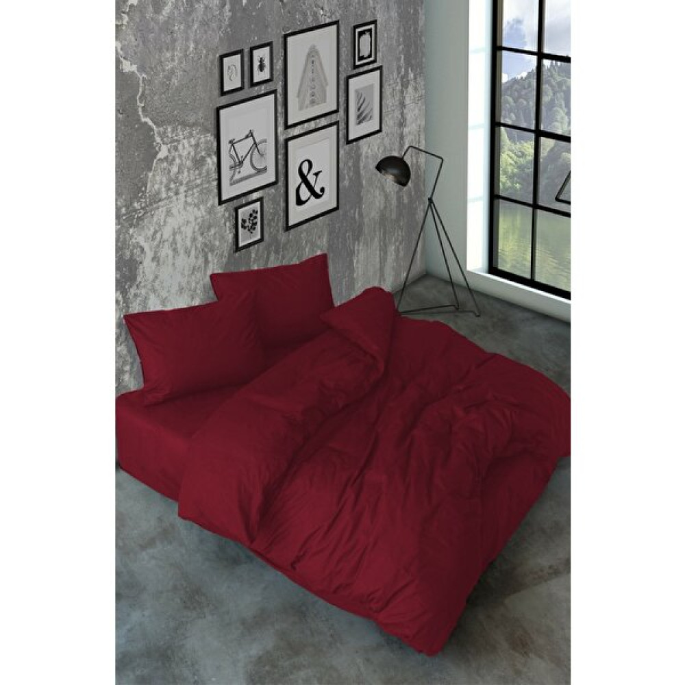 Snr Home Collection Akfil Pamuklu Bordo Çift Kişilik Nevresim Takımı (Lastikli Çarşaflı) - 200 x 220 cm Nevresim Takımı Fiyatı