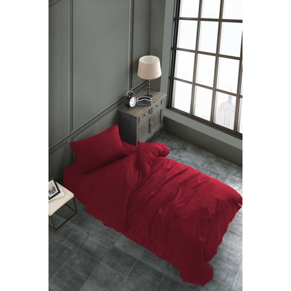 Snr Home Collection Akfil Pamuklu Bordo Tek Kişilik Nevresim Takımı (Lastikli Çarşaflı) - 160 x 220 cm Nevresim Takımı Fiyatı