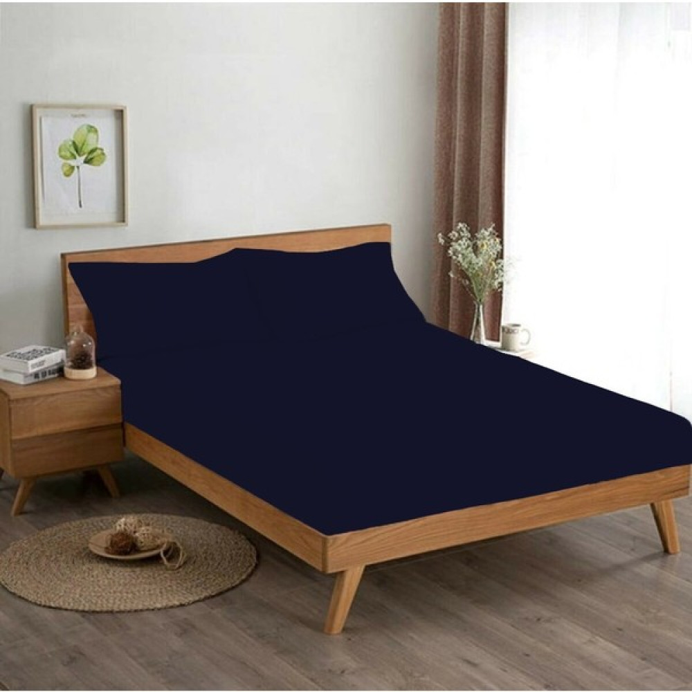 Snr Home Collection Akfil Pamuklu Çift Kişilik Lacivert Lastikli Çarşaf Takımı - 160 x 200 cm Çarşaf Fiyatı