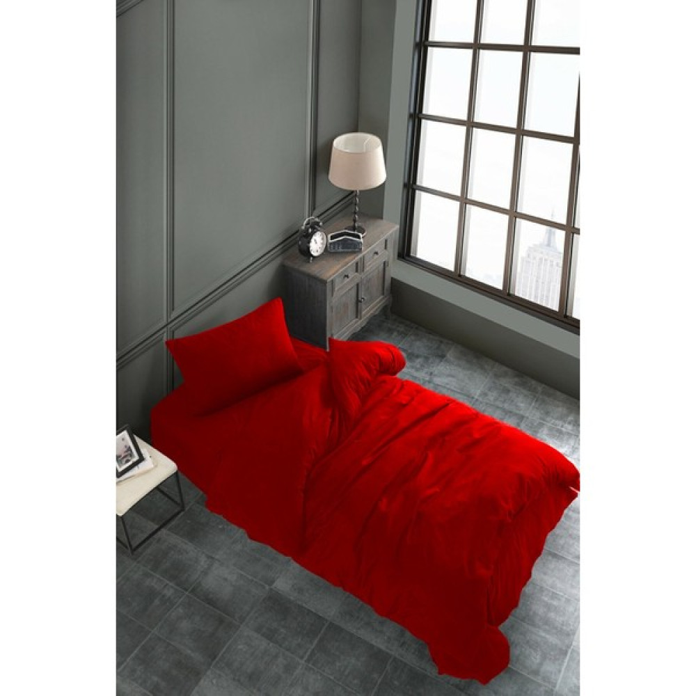 Snr Home Collection Akfil Pamuklu Kırmızı Tek Kişilik Nevresim Takımı (Lastikli Çarşaflı) - 160 x 220 cm Nevresim Takımı Fiyatı