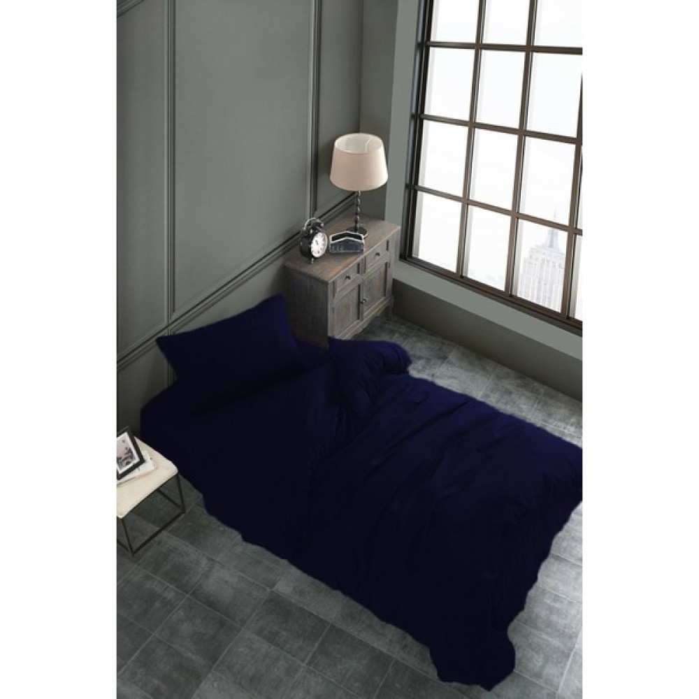 Snr Home Collection Akfil Pamuklu Lacivert Tek Kişilik Nevresim Takımı (Lastiksiz Çarşaflı) - 160 x 220 cm Nevresim Takımı Fiyatı