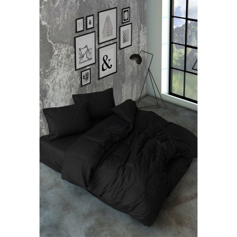 Snr Home Collection Akfil Pamuklu Siyah Çift Kişilik Nevresim Takımı (Lastikli Çarşaflı) - 200 x 220 cm Nevresim Takımı Fiyatı