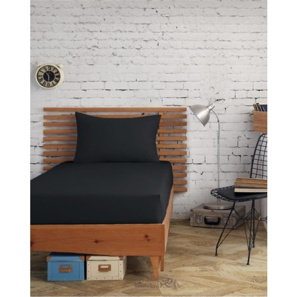 Snr Home Collection Akfil Pamuklu Siyah Tek Kişilik Lastikli Çarşaf Takımı - 100 x 200 cm Çarşaf Fiyatı