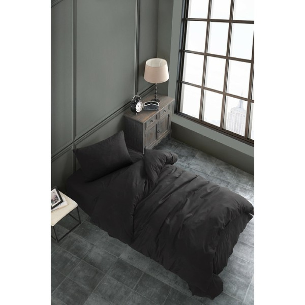 Snr Home Collection Akfil Pamuklu Siyah Tek Kişilik Nevresim Takımı (Lastikli Çarşaflı) - 160 x 220 cm Nevresim Takımı Fiyatı