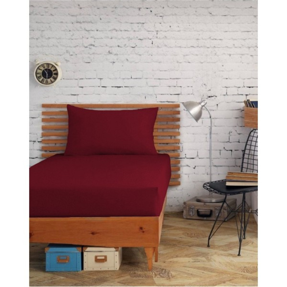 Snr Home Collection Akfil Pamuklu Tek Kişilik Bordo Lastiksiz Çarşaf Takımı - 160x240 Çarşaf Fiyatı
