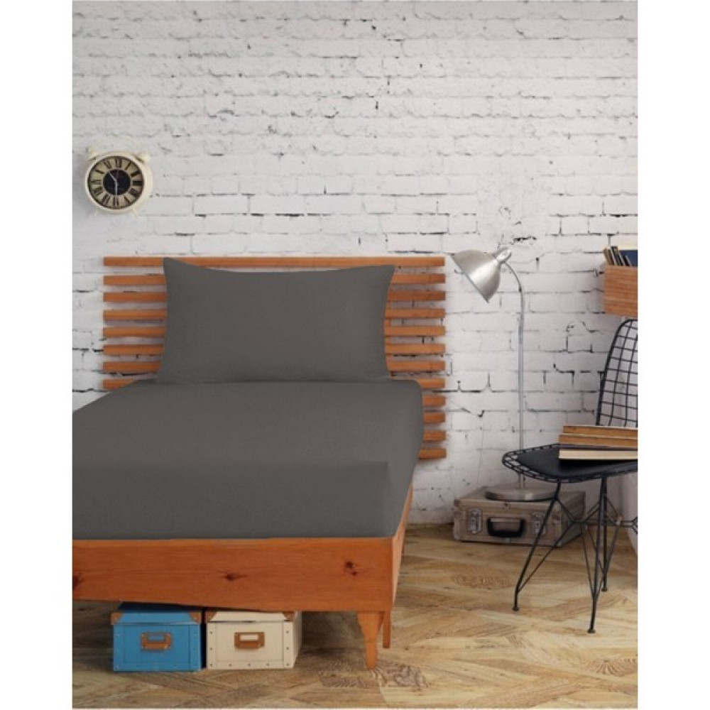 Snr Home Collection Akfil Pamuklu Tek Kişilik Füme Lastiksiz Çarşaf Takımı - 160x240 Çarşaf Fiyatı