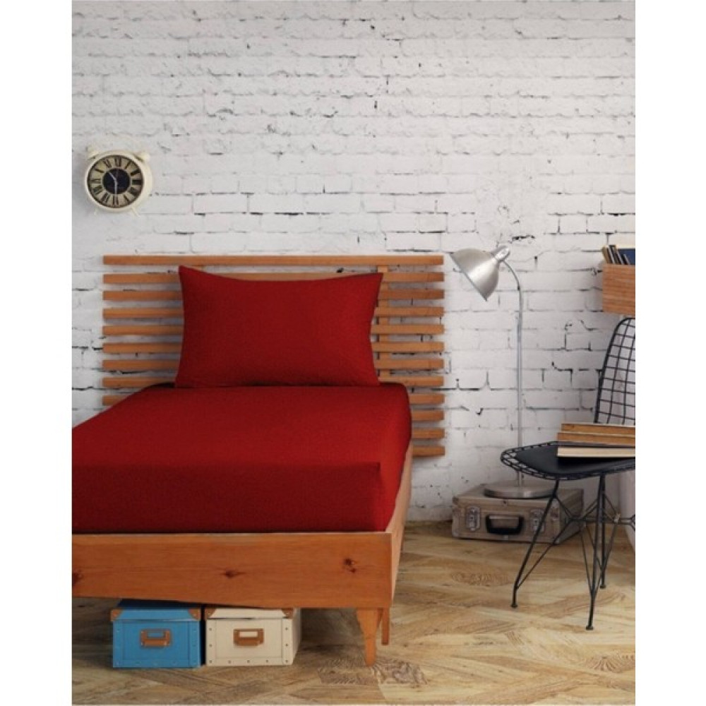 Snr Home Collection Akfil Pamuklu Tek Kişilik Kırmızı Lastiksiz Çarşaf Takımı - 160 x 240 cm Çarşaf Fiyatı