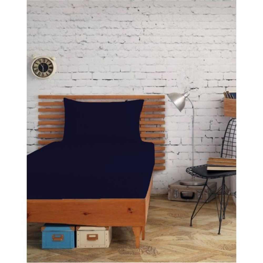 Snr Home Collection Akfil Pamuklu Tek Kişilik Lacivert Lastiksiz Çarşaf Takımı - 160x240 Çarşaf Fiyatı