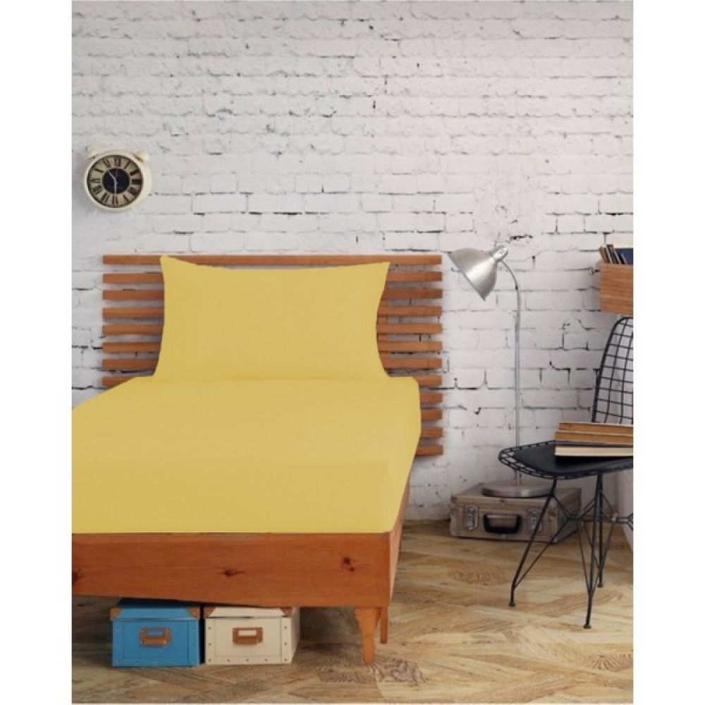 Snr Home Collection Akfil Pamuklu Tek Kişilik Sarı Lastiksiz Çarşaf Takımı - 160x240 Çarşaf Fiyatı