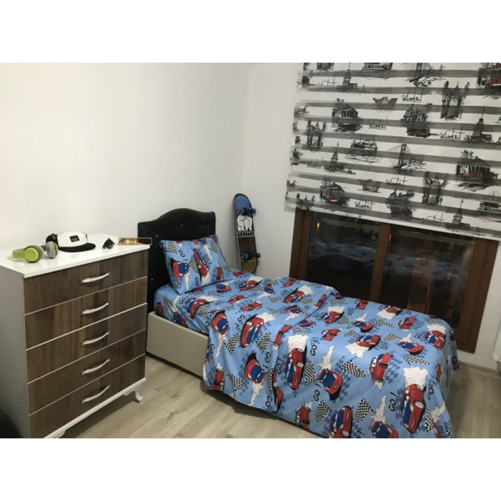 Snr Home Collection Arabalı Pamuklu Tek Kişilik Çocuk Odası Nevresim Takımı (Lastikli Çarşaflı) - Mavi - 160 x 220 cm Bebek Nevresim Takımı Fiyatı