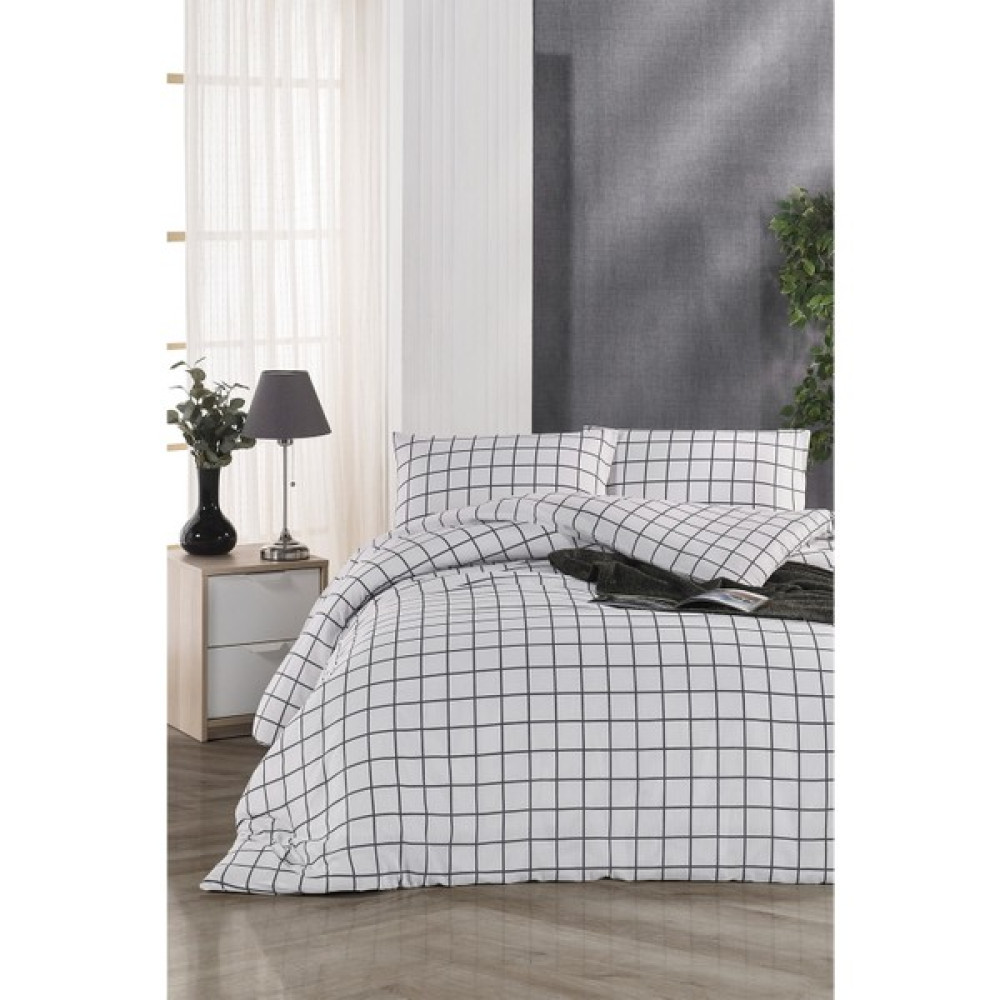 Snr Home Collection Beyaz Kareli Pamuklu Genç Odası Nevresim Seti (Çarşafsız) - 160 x 220 cm Nevresim Takımı Fiyatı
