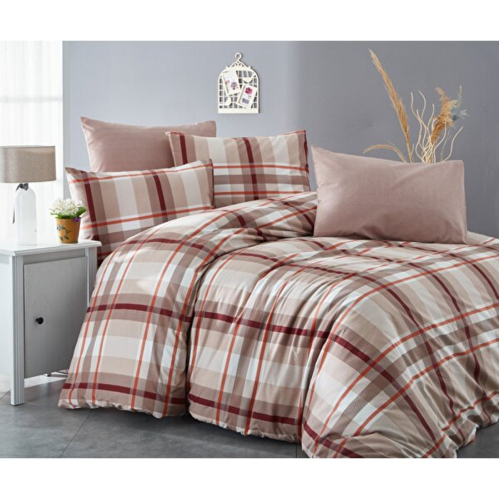 Snr Home Collection Kahverengi Kareli Pamuklu Tek Kişilik Genç Odası Nevresim Seti (Çarşafsız) - 160 x 220 cm Bebek Nevresim Takımı Fiyatı