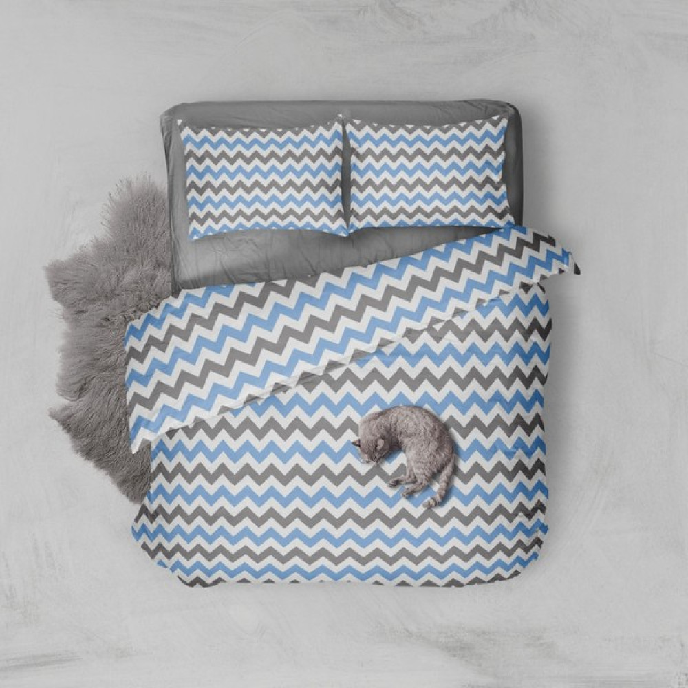 Snr Home Collection Mavi Zikzaklı Pamuklu Tek Kişilik Genç Odası Nevresim Seti (Çarşafsız) - 160 x 220 cm Bebek Nevresim Takımı Fiyatı