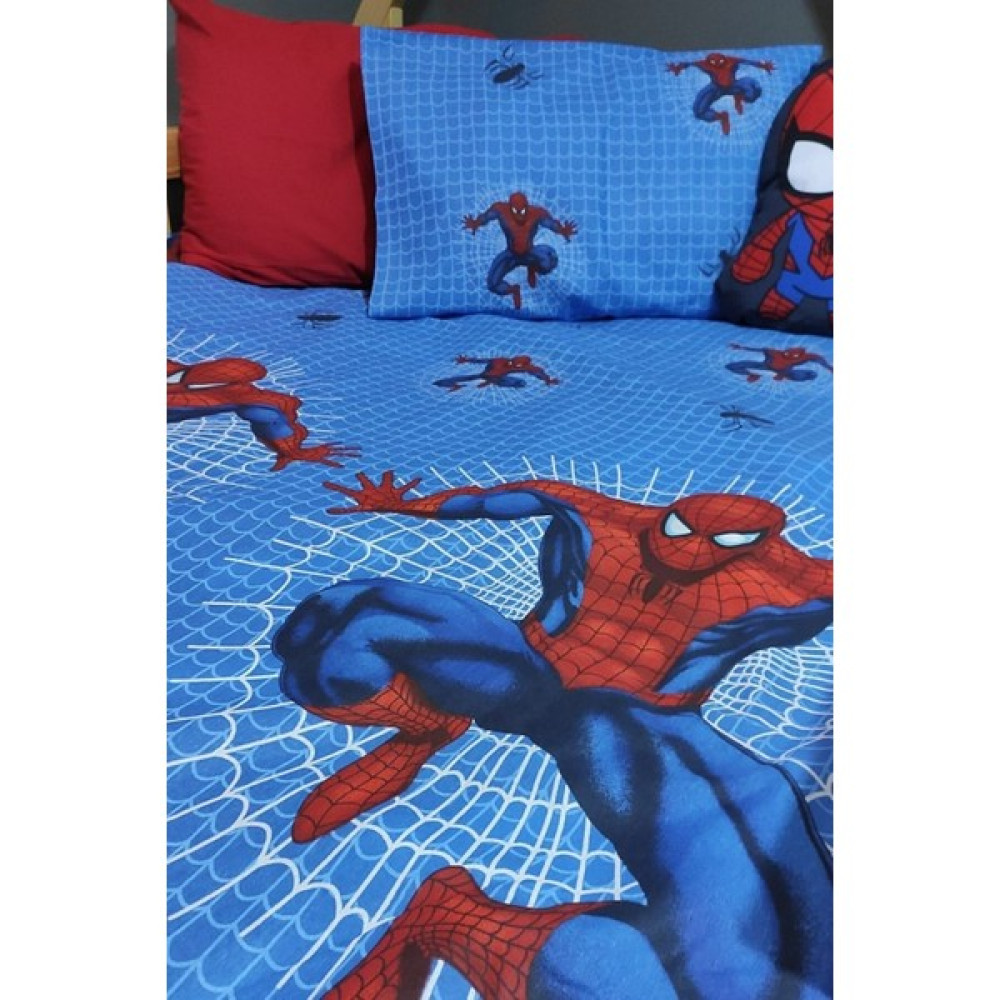 Snr Home Collection Örümcek Adam Pamuklu Tek Kişilik Çocuk Odası Lastikli Çarşaf Takımı - Mavi - 100 x 200 cm Çarşaf Fiyatı