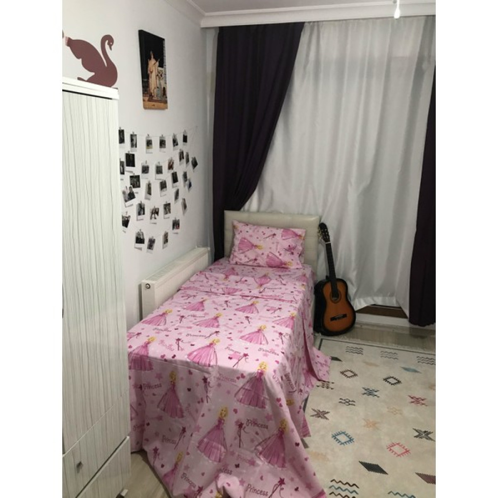 Snr Home Collection Prensesli Pamuklu Tek Kişilik Çocuk Odası Nevresim Takımı (Lastikli Çarşaflı) - Pembe - 100 x 200 cm Bebek Nevresim Takımı Fiyatı