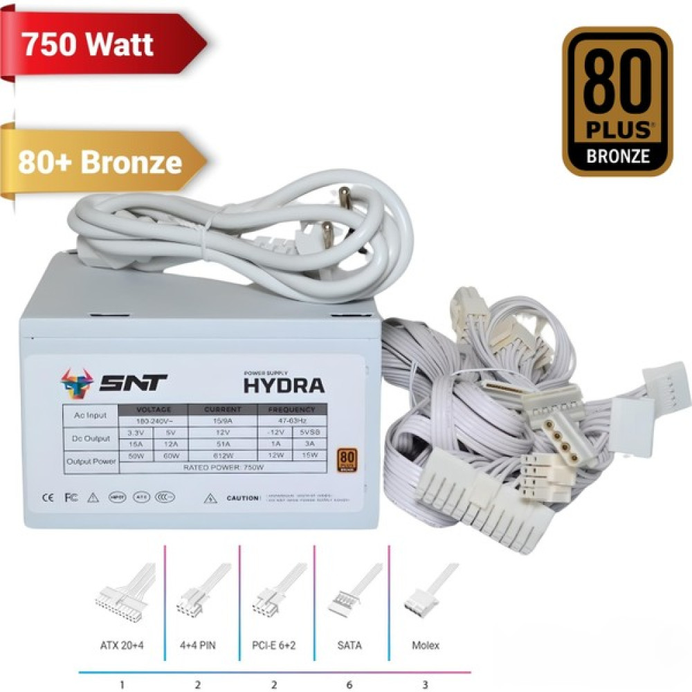 Snt Hydra-W 750W 80+ Bronze Beyaz Kasa Power Supply Power Supply Fiyatı