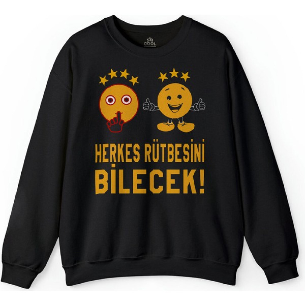 So Cool Aslan 4 Yıldız Herkes Rütbesini Bilecek Galatasaray Baskılı Sweatshirt Erkek Sweatshirt Fiyatı