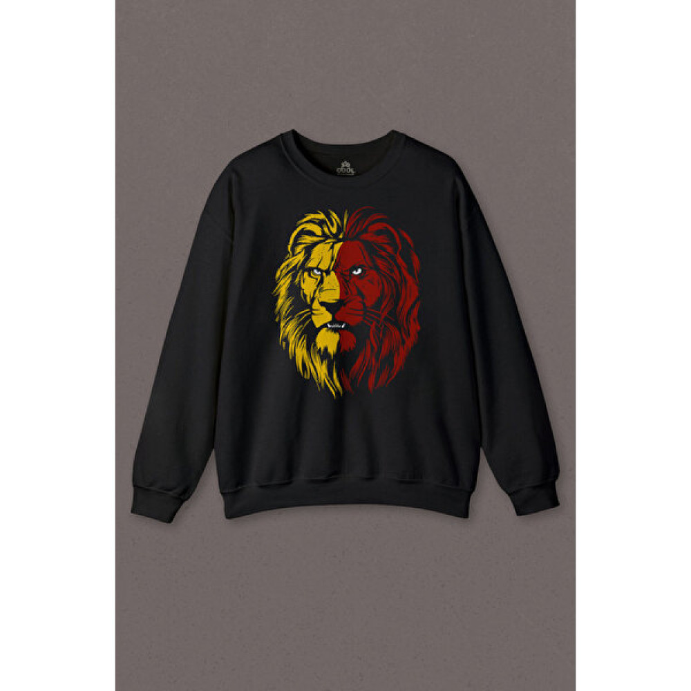 So Cool Aslan Kafası Sarı Kırmızı Yeleli Galatasaray Baskılı Sweatshirt Erkek Sweatshirt Fiyatı