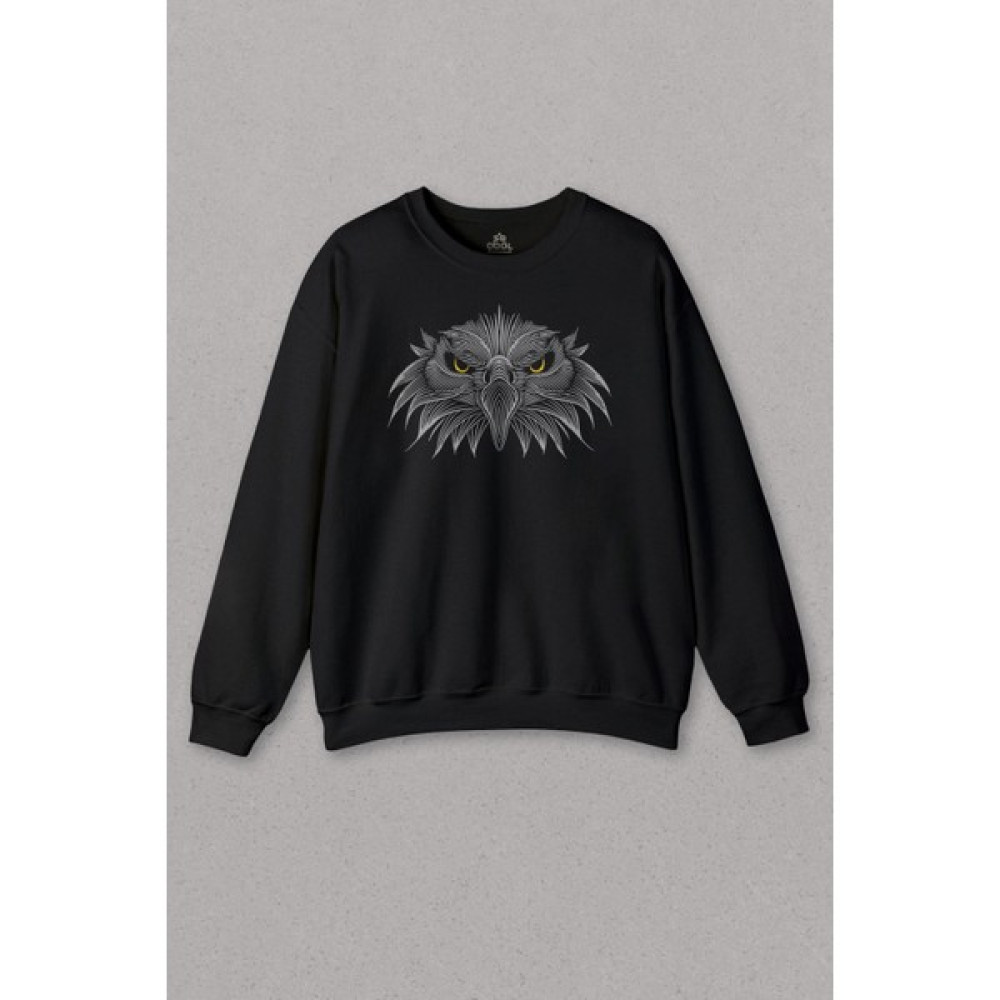 So Cool Kara Kartal Black Eagle Baskılı Beşiktaş Çizgili Baskılı Unisex Sweat Erkek Sweatshirt Fiyatı