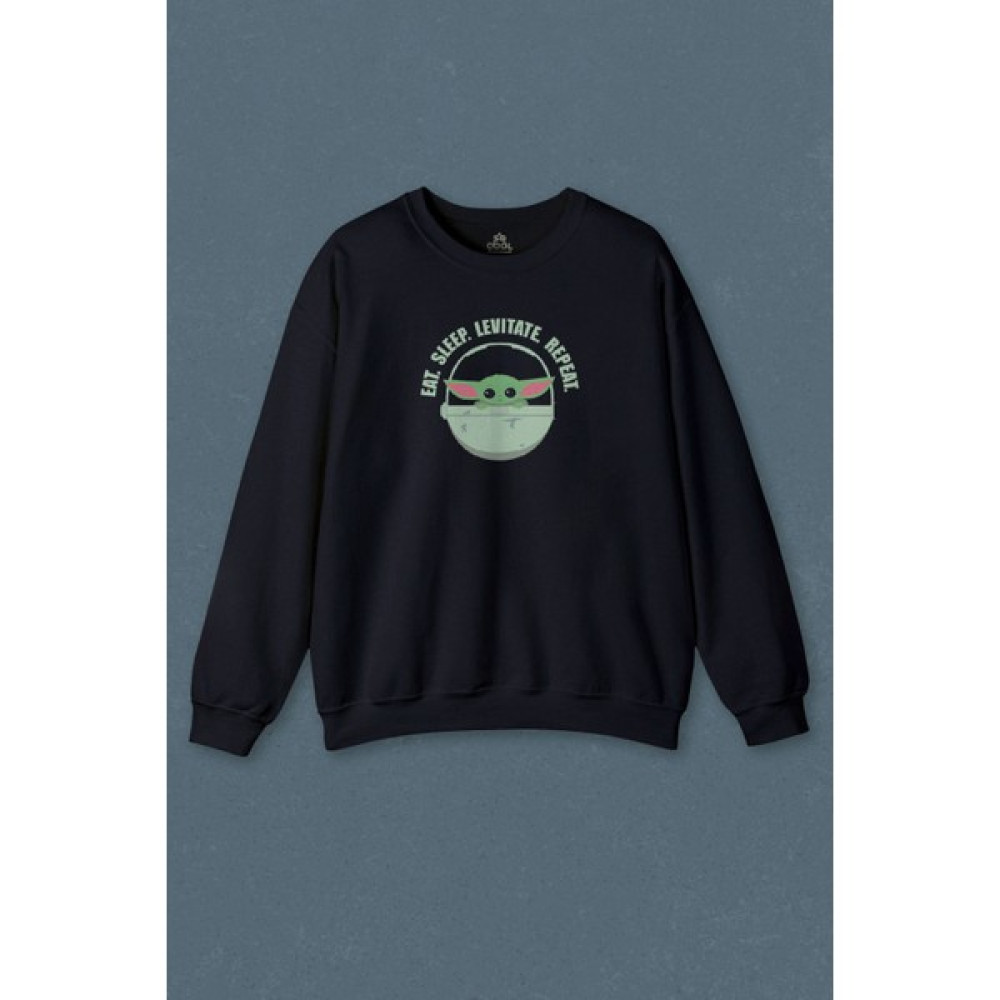 So Cool Lacivert Sweatshirt Baby Yoda The Mandalorian Star Wars Bebek Yoda Baskılı Unisex Sweat Erkek Sweatshirt Fiyatı