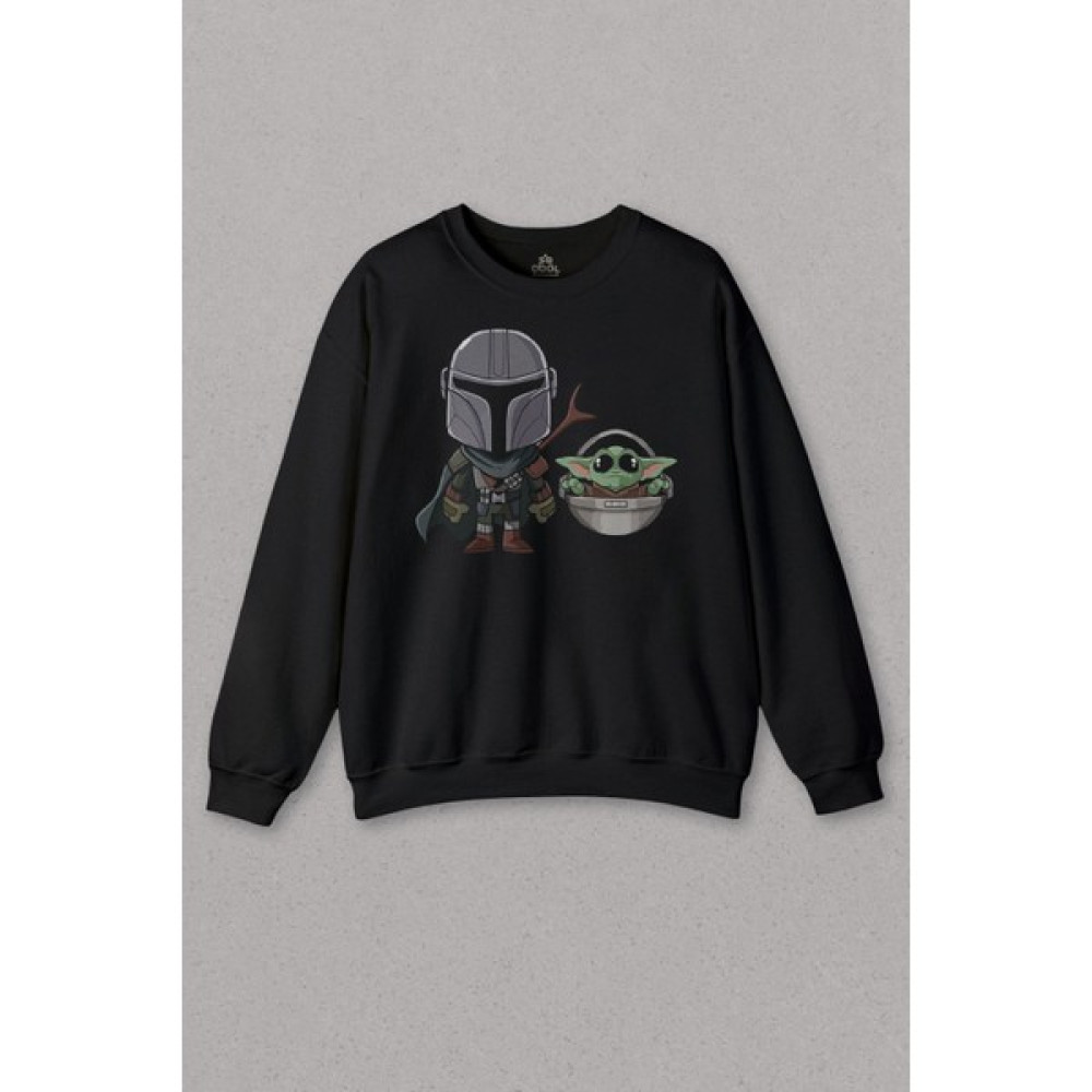 So Cool Unisex Sweatshirt Baby Yoda Mando Figür The Mandalorian Bebek Yoda Star Wars Baskılı Sweat Erkek Sweatshirt Fiyatı
