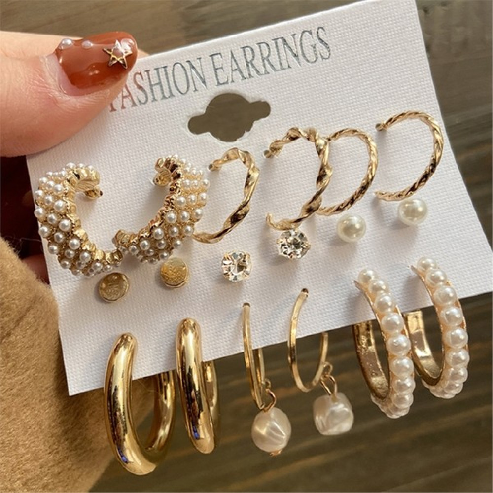 SO-MUCH Kadın İncili Gold Küpe Seti-6 Bijuteri Küpe Fiyatı