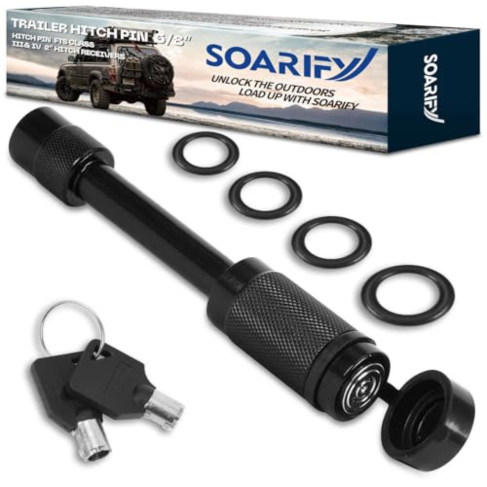 Soarify Trailer Hitch Lock - 5/8" Dia Locking Receiver Pin with 3" Effective Length, Fits 2" Receiver Tubes, Class III & IV Hitch Receivers, Anti-Theft Trailer Receiver Lock